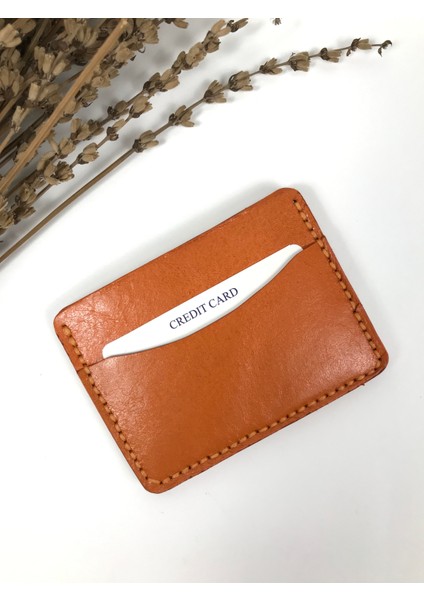 Kartlık Turuncu Retro Hakiki Deri Unisex