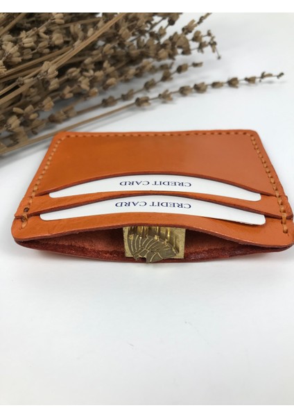 Kartlık Turuncu Retro Hakiki Deri Unisex
