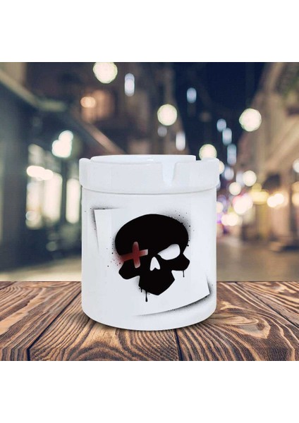 Kuru Kafa Skhull Baskılı Küllük Kül TABLASI-01811