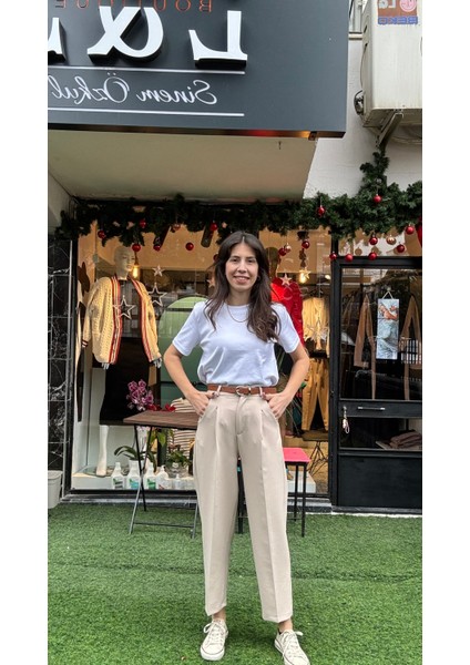 E&s Boutique Taş Rengi Havuç Pantolon modelleri