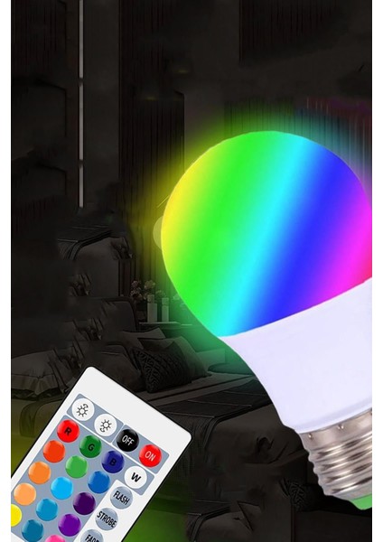 Renk Değiştiren - LED Ampul - Dimmerli 9W Rgb - Uzaktan Kumandalı LED Ampul Renkli Ampul