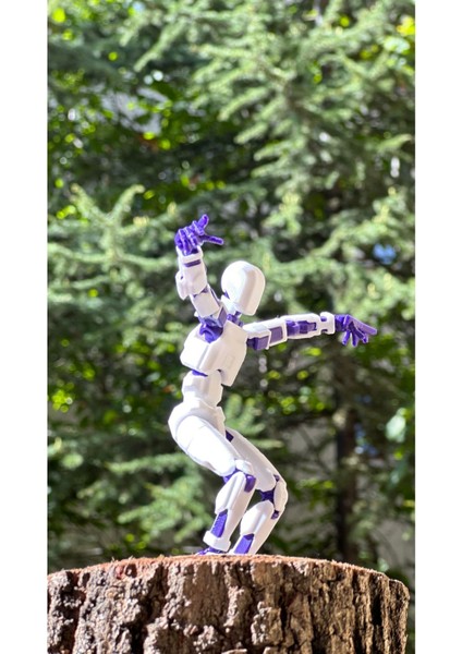 Lucky 13 Oynar Eklemli Robot Figür Oyuncak - Titan 13 - Dummy 1 Adet Beyaz Mor 14CM