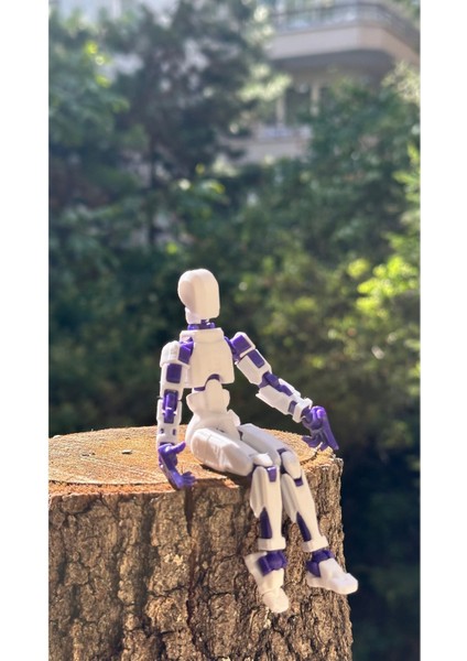 Lucky 13 Oynar Eklemli Robot Figür Oyuncak - Titan 13 - Dummy 1 Adet Beyaz Mor 14CM