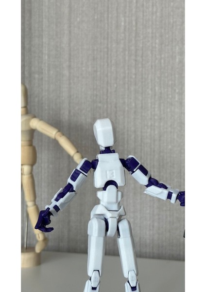 Lucky 13 Oynar Eklemli Robot Figür Oyuncak - Titan 13 - Dummy 1 Adet Beyaz Mor 14CM