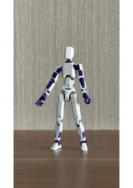 Lucky 13 Oynar Eklemli Robot Figür Oyuncak - Titan 13 - Dummy 1 Adet Beyaz Mor 14CM