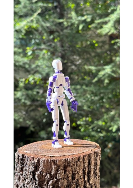 Lucky 13 Oynar Eklemli Robot Figür Oyuncak - Titan 13 - Dummy 1 Adet Beyaz Mor 14CM