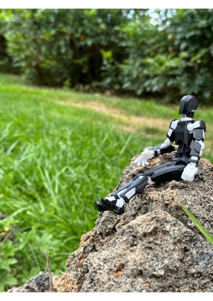 Titan 13 - Lucky 13 Oynar Eklemli Robot Figür Oyuncak Siyah Beyaz Dummy (1 Adet Gönderilir)