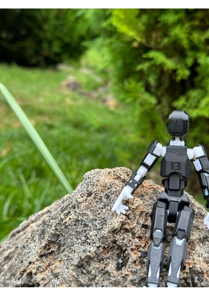 Titan 13 - Lucky 13 Oynar Eklemli Robot Figür Oyuncak Siyah Beyaz Dummy (1 Adet Gönderilir)