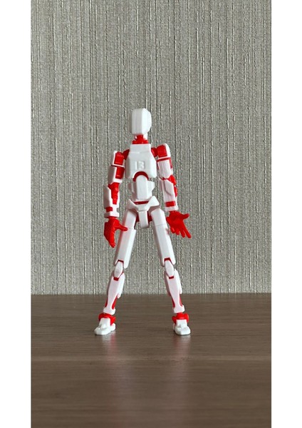 Lucky 13 Oynar Eklemli Robot Figür Oyuncak - Titan 13 - Dummy 1 Adet Beyaz Kırımızı 14CM