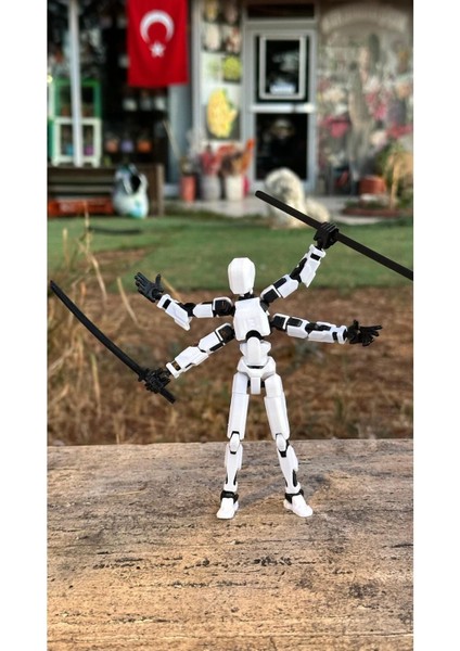 Dört Kollu Dummy Oynar Eklemli Robot Oyuncak 4 Adet Aksesuar Hediye!! - Titan 13 - Lucky 13