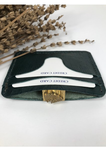 Kartlık Zümrüt Yeşili Yılan Desenli Hakiki Deri