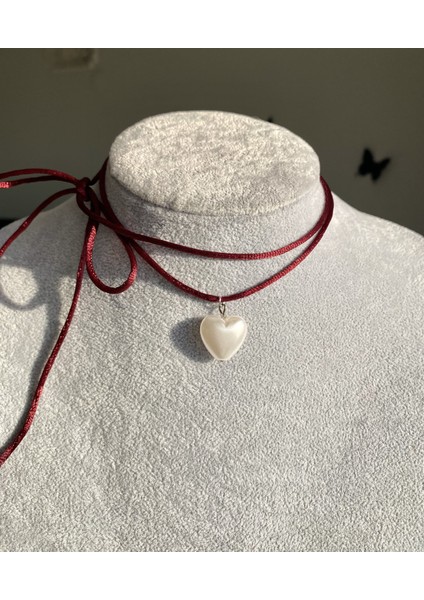 Ipli Büyük Incili Kalp Choker Kolye fiyatları