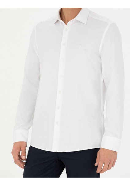 Erkek Beyaz Slim Fit Uzun Kollu Gömlek 50275511-VR013