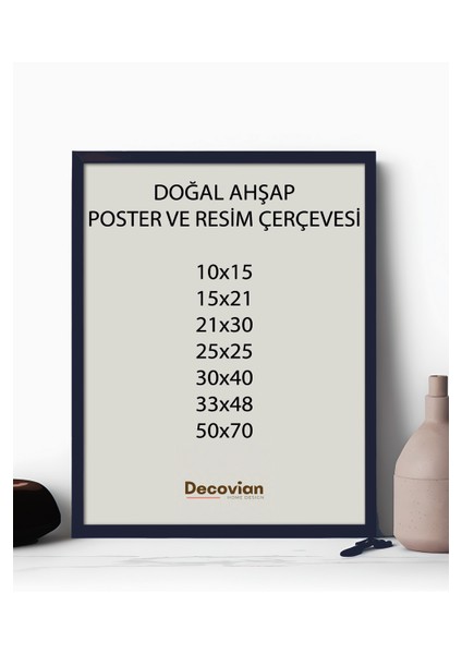 Doğal Ahşap Çerçeve -Boş Çerçeve-Resim Çerçevesi, Poster Puzzle Çerçevesi (Ön Korumalı,postersiz)