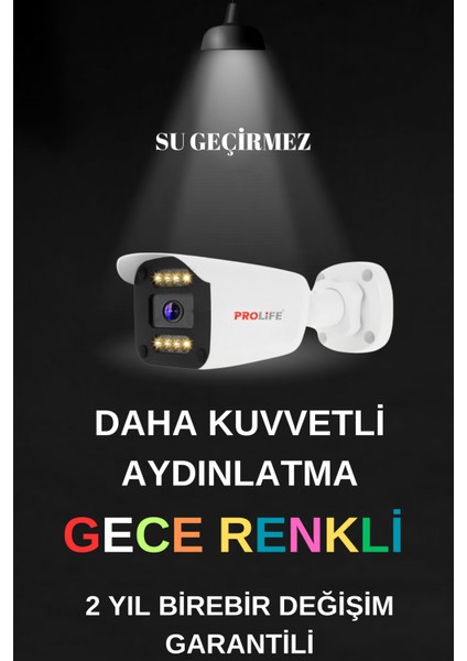 10 Kameralı Gece Renkli White Warm Ledli Yüz ve Araç Algılamalı 5 Mp Kuruluma Hazır Güvenlik Kamerası