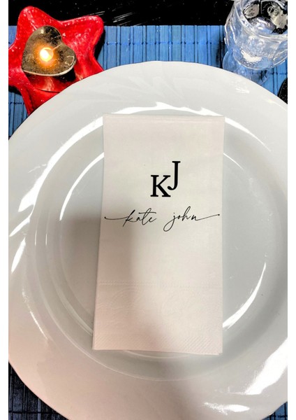 Kişiye Özel Düğün Nişan Söz Baskılı 20 Adet Peçete