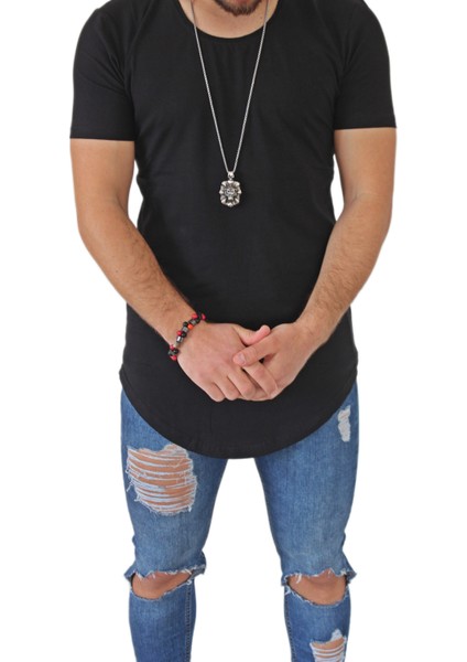 Erkek Long Fit Tişört - Long Tişört - Long Kesim Tişört - Oval Kesim Long Tişört - Uzun Kesim Erkek Tişört - Erkek Longline Tişört