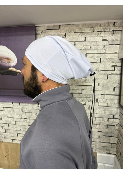 İki Farklı Şekilde Kullanabilen Bardy Beyaz Bere Boyunluk