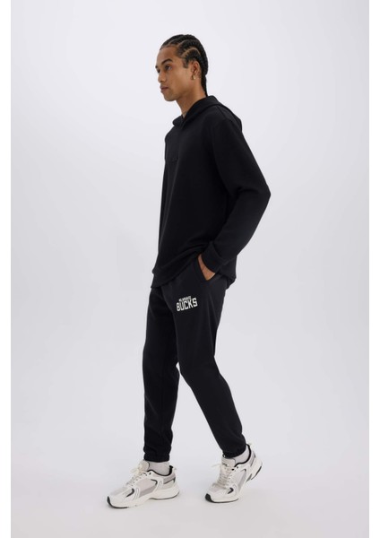 NBA Milwaukee Bucks Kalın Sporcu Jogger Eşofman Altı Beli Bağcıkı Standart Fit Cepli D6702AX25SP
