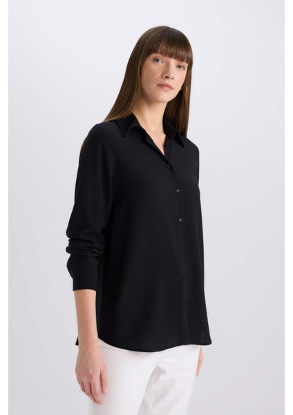 Regular Fit Basic Düz Uzun Kollu Gömlek Z6472AZ25SP