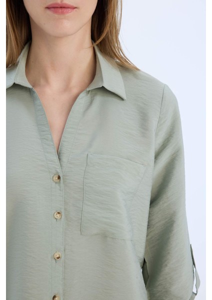 Regular Fit Basic Düz Uzun Kollu Gömlek M9407AZ25SP