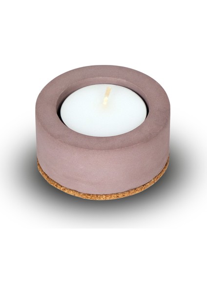 Inytium Serisi Dekoratif Mürdüm Renk Beton Tealight Mumluk (Tealight !)