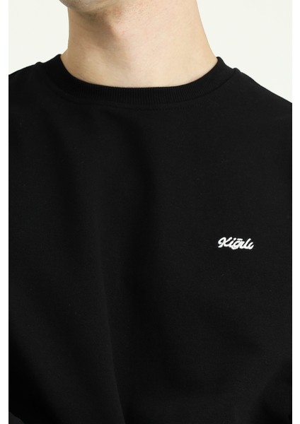 Bisiklet Yaka Regular Fit Nakışlı Pamuklu Sweatshirt