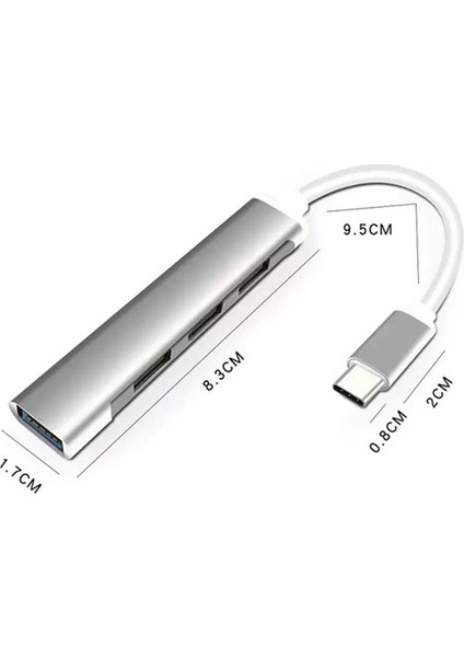 4 Girişli USB Çoğaltıcı Type-C To USB Hub 4 Ports