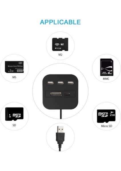 Port 2.0 USB Çoklayıcı ve Kart Okuyucu Concord C-847