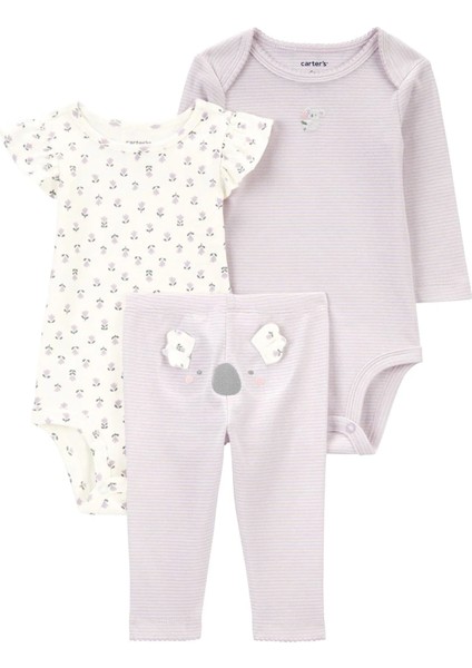 Kız Bebek Body Pantolon Set 3'lü Paket Renkli