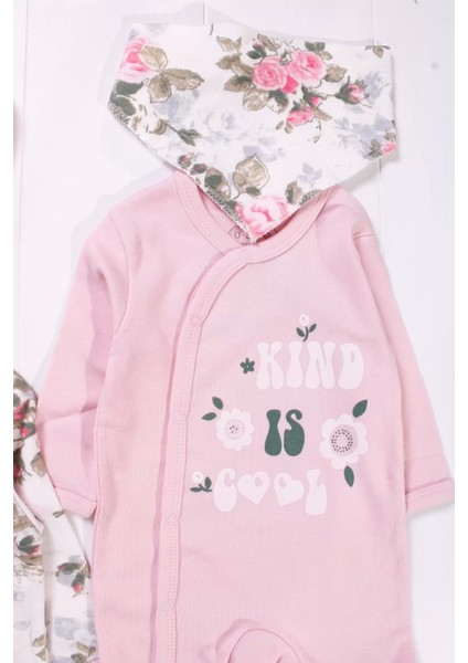Kind Is Cool Desenli Nakışlı Kız Bebek 4'lü Tulum Seti fiyatları
