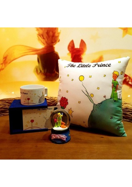 Prens Mükemmel 3lü Hediye Seti Işıklı Kar Küresi Kutulu Kupa ve Kare Yastık