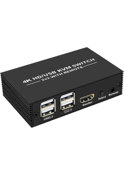 HDMI Kvm Switch 2 Port USB Type C 2 Pc Tek Kasa Klavye Mouse Kontrol Çoklayıcı