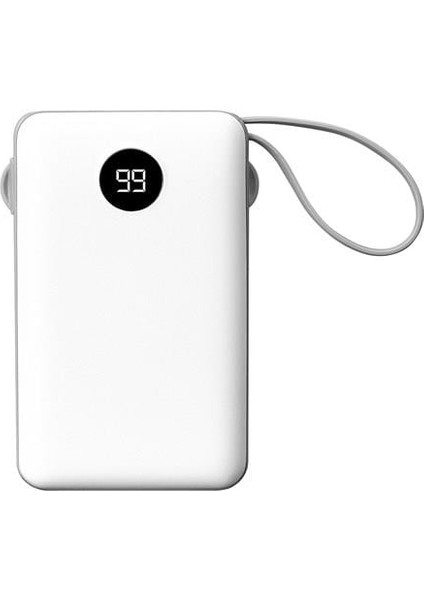 P102 10000MAH Prm 2*usb+Type-C+Micro+Lightning Beyaz LCD Taşınabilir Pil Şarj Cihazı Powerbank