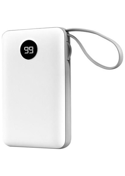 P102 10000MAH Prm 2*usb+Type-C+Micro+Lightning Beyaz LCD Taşınabilir Pil Şarj Cihazı Powerbank