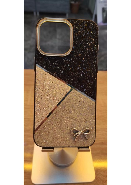 Iphone 16 Pro Max Uyumlu Taşlı Kurdele Figürlü Karbon Kılıf Darbe Korumalı Kapak modelleri