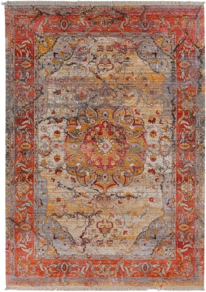 7/24 Vintage Tarzı 120 x 180 Toz Barındırmaz Viskon Halı 076-KIRMIZI