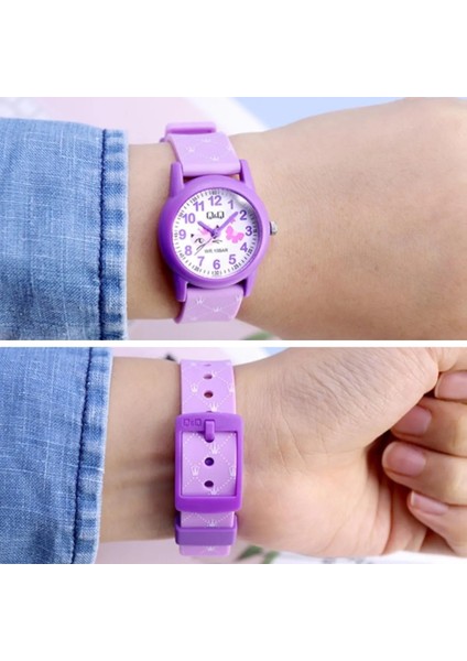 QCG9914 Lila Mor Su Geçirmez Kraliçe Kedi Desenli Rakamlı Kız Çocuk Kol Saati modelleri