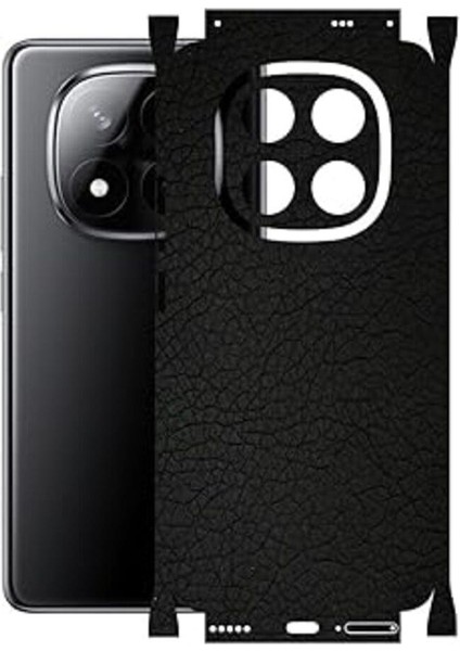 Redmi Note 14 Pro Plus ile Uyumlu Deri Desenli Siyah Arka Kaplama