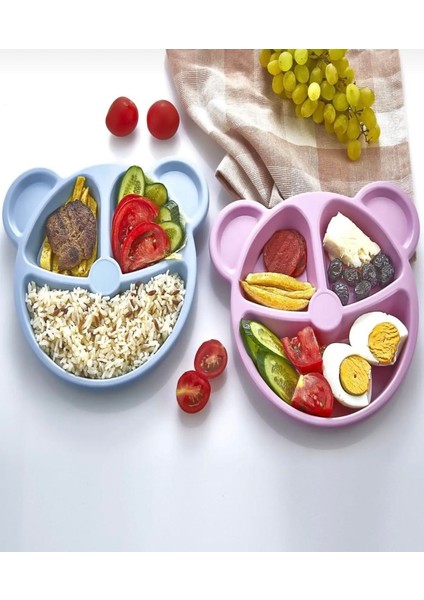 Mavi Ayıcık Şekilli | Figürlü Çocuk Tabağı Mama Kabı Mama ve Yemek Tabağı Çocuk Beslenme Kabı modelleri