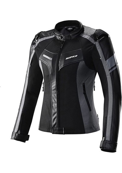 JK152W 4 Mevsim Kadın Motosiklet Montu Gri