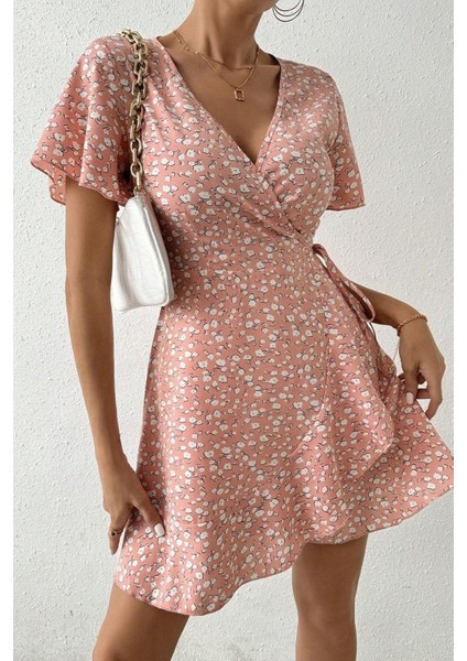 Pembe Yazın Rüyası Mini Elbise E-5503