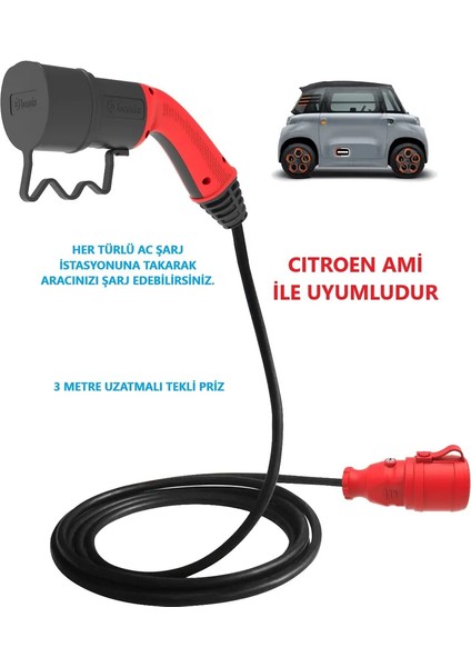 Citroen Ami, 3 Metre Uzatmalı, Ac Şarj Kablosu C2L fiyatları