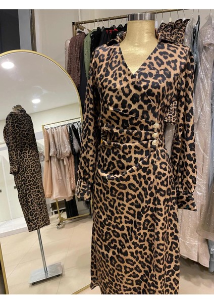 Tasarım Leopar Elbise