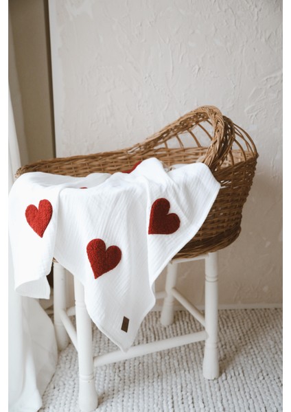 Teddy- Dört Kat Müslin Kırmızı Kalp Battaniye modelleri