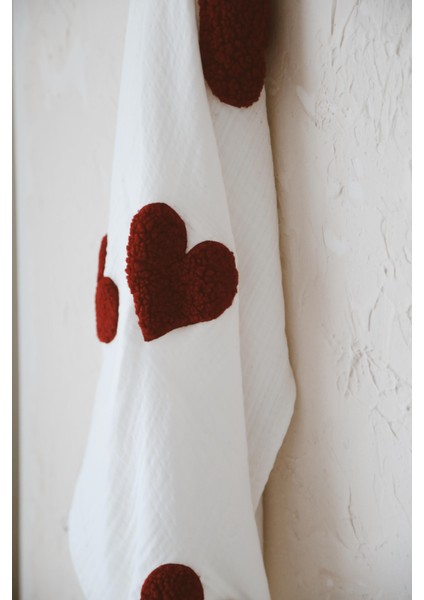 Teddy- Dört Kat Müslin Kırmızı Kalp Battaniye indirimleri