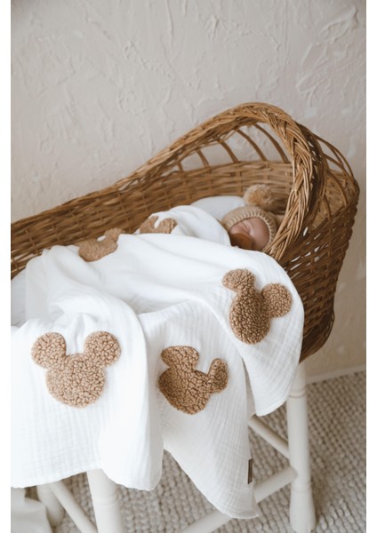 Pamuk Dört Kat Müslin Teddy Desenli Unisex Ekru Bebek Battaniyesi – Yumuşak, Nefes Alabilen ve Hassas Cilt Dostu fiyatları