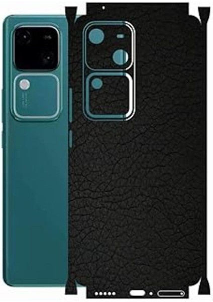 Vivo V30 5g ile Uyumlu Deri Desenli Siyah Arka Kaplama