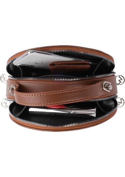 2 Gözlü Şık Çapraz Kadın El ve Omuz Çantası Taba indirimleri