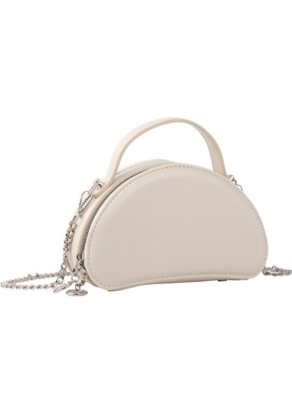 2 Gözlü Şık Çapraz Kadın El ve Omuz Çantası Bej